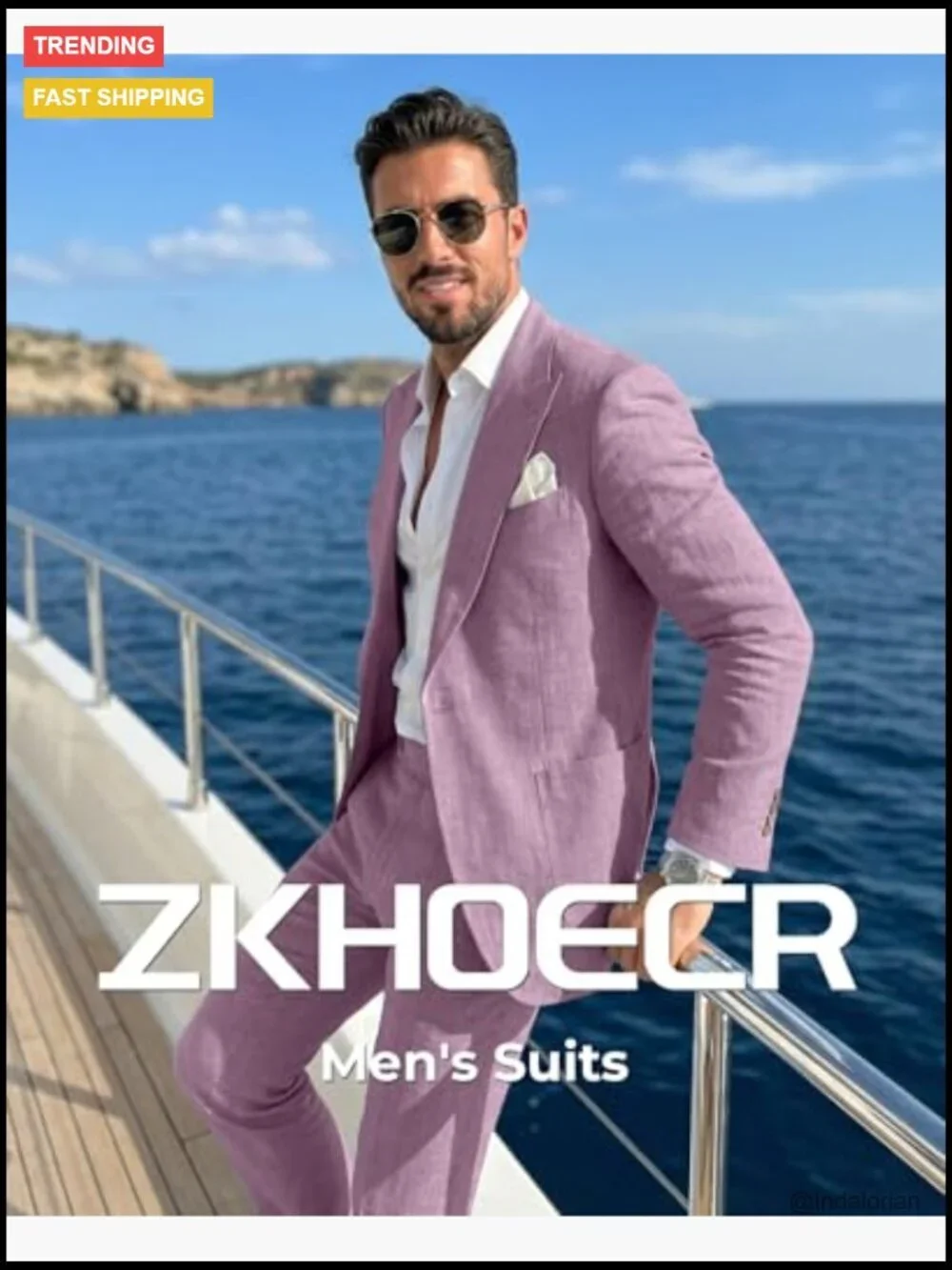 Men's Linen 2 Piece Suit Set Slim Fit Jacket & Dress Pants Beach Wedding